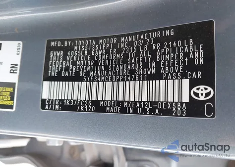 2023 Toyota Corolla Se from USA, damaged, VIN 5YFS4MCE0PP147611